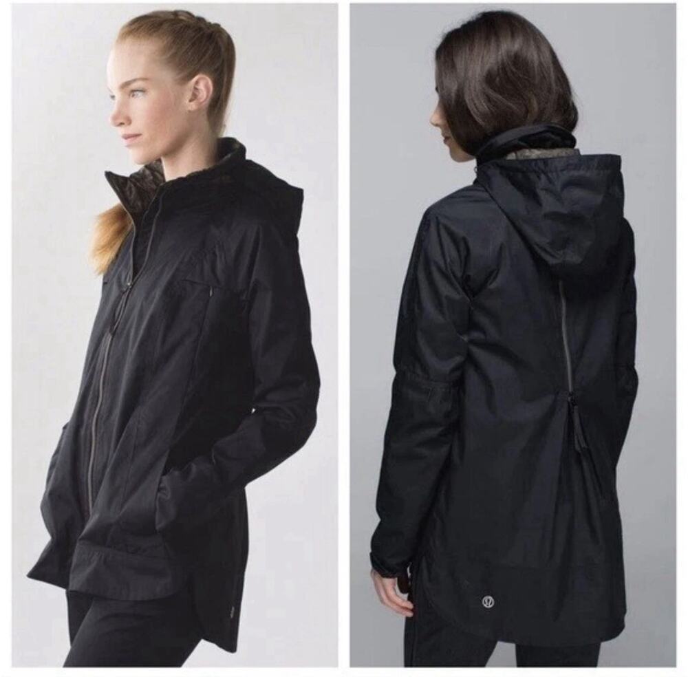 Lululemon Fo Drizzle Jacket Zip Rain Supreme Hooded Black Layer Blk/Camo 4